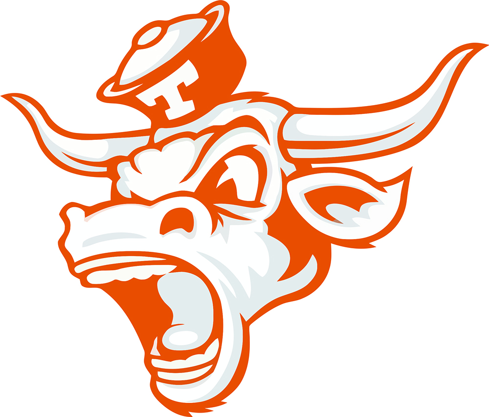 Orange Longhorns iron on transfers for T-shirts